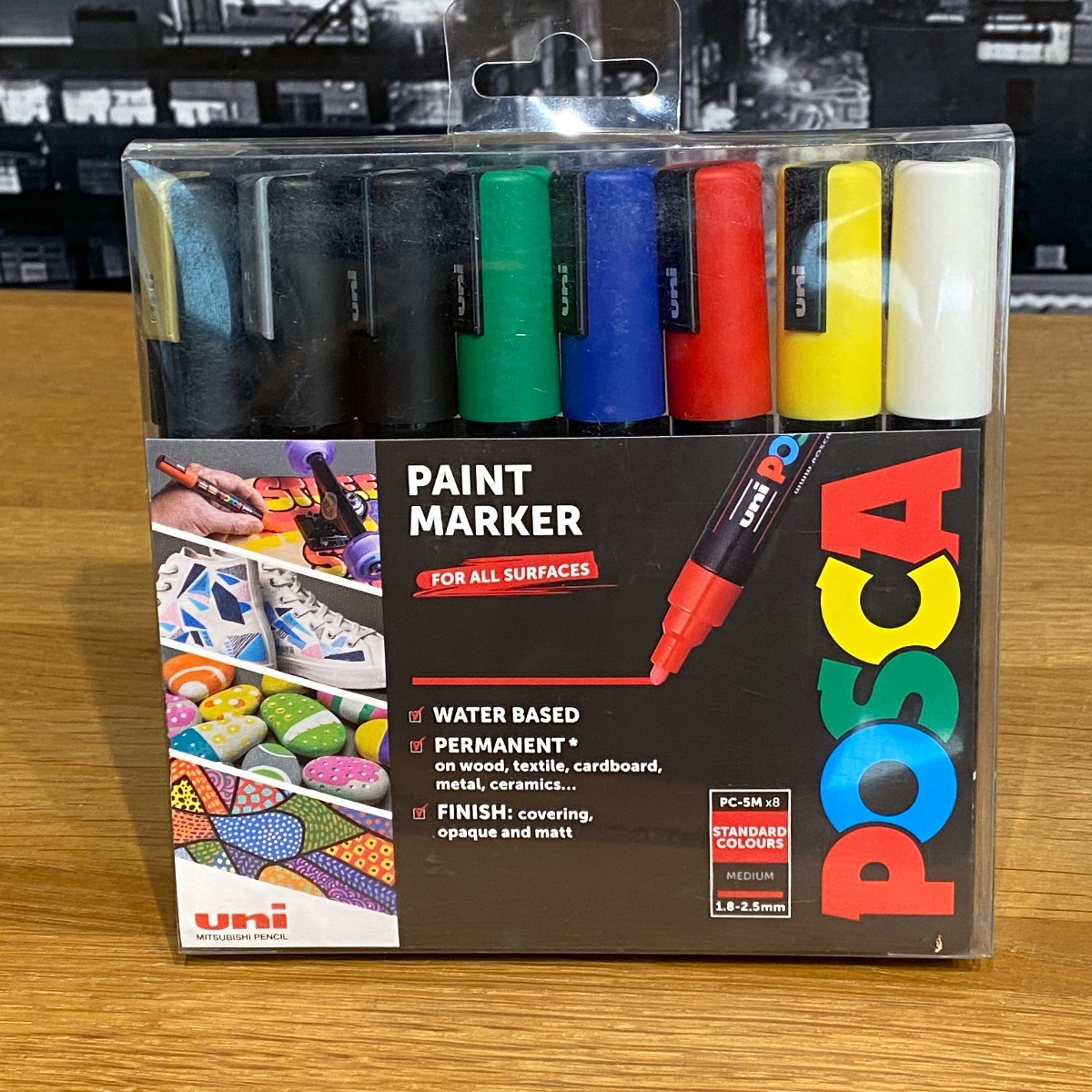 Uni Posca Paint Markers Pens Permanent Standard Colours PC-5M (Set of 8) PC-5M 5012788065619 (Brand New)