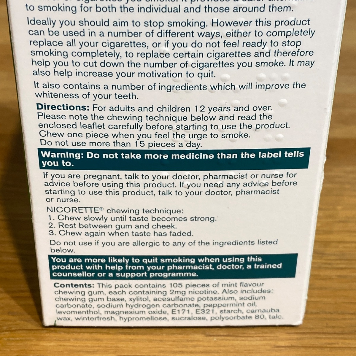 2 x Nicorette Chewing Gum 2mg Icy White Flavour - 105 Pieces 3442662 3574660446777 (Brand New)