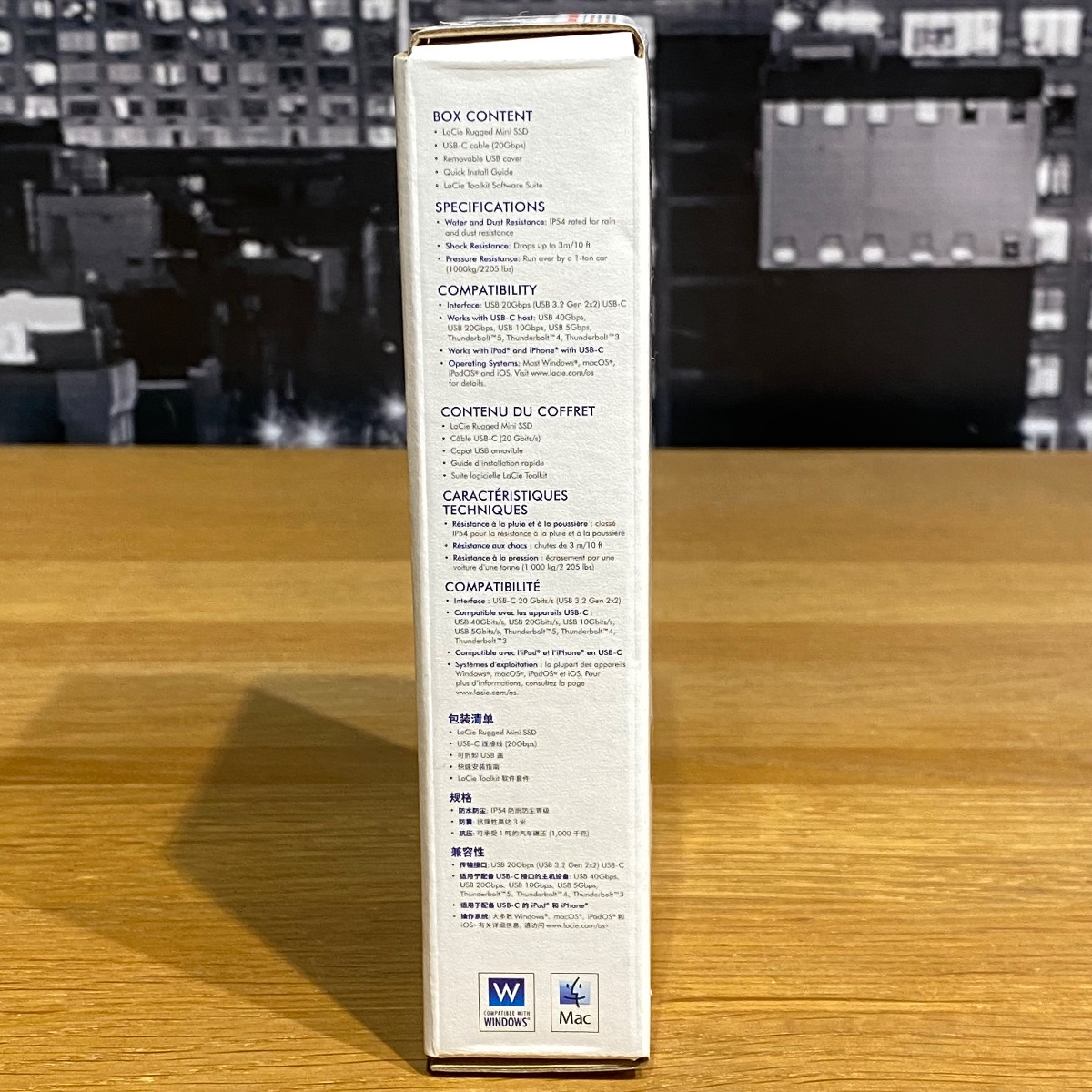 2TB LaCie Rugged Mini SSD, USB 3.2 Gen 2x2, 2000MB/s, IP54, Portable External SS HRQ72ZM/A 8719706044707