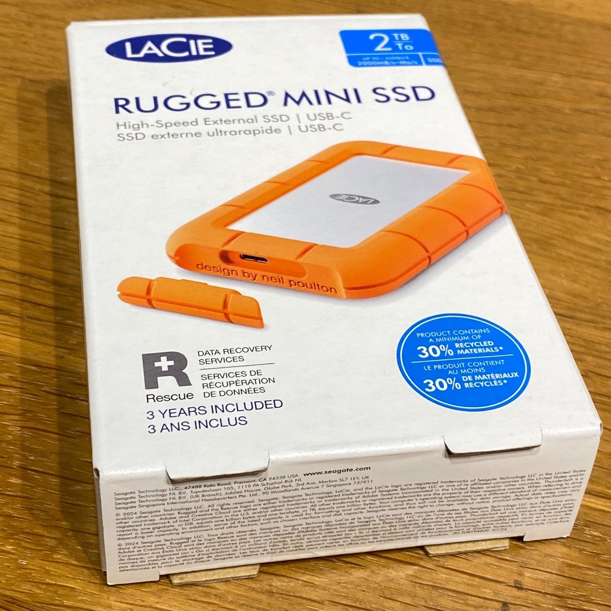 2TB LaCie Rugged Mini SSD, USB 3.2 Gen 2x2, 2000MB/s, IP54, Portable External SS HRQ72ZM/A 8719706044707