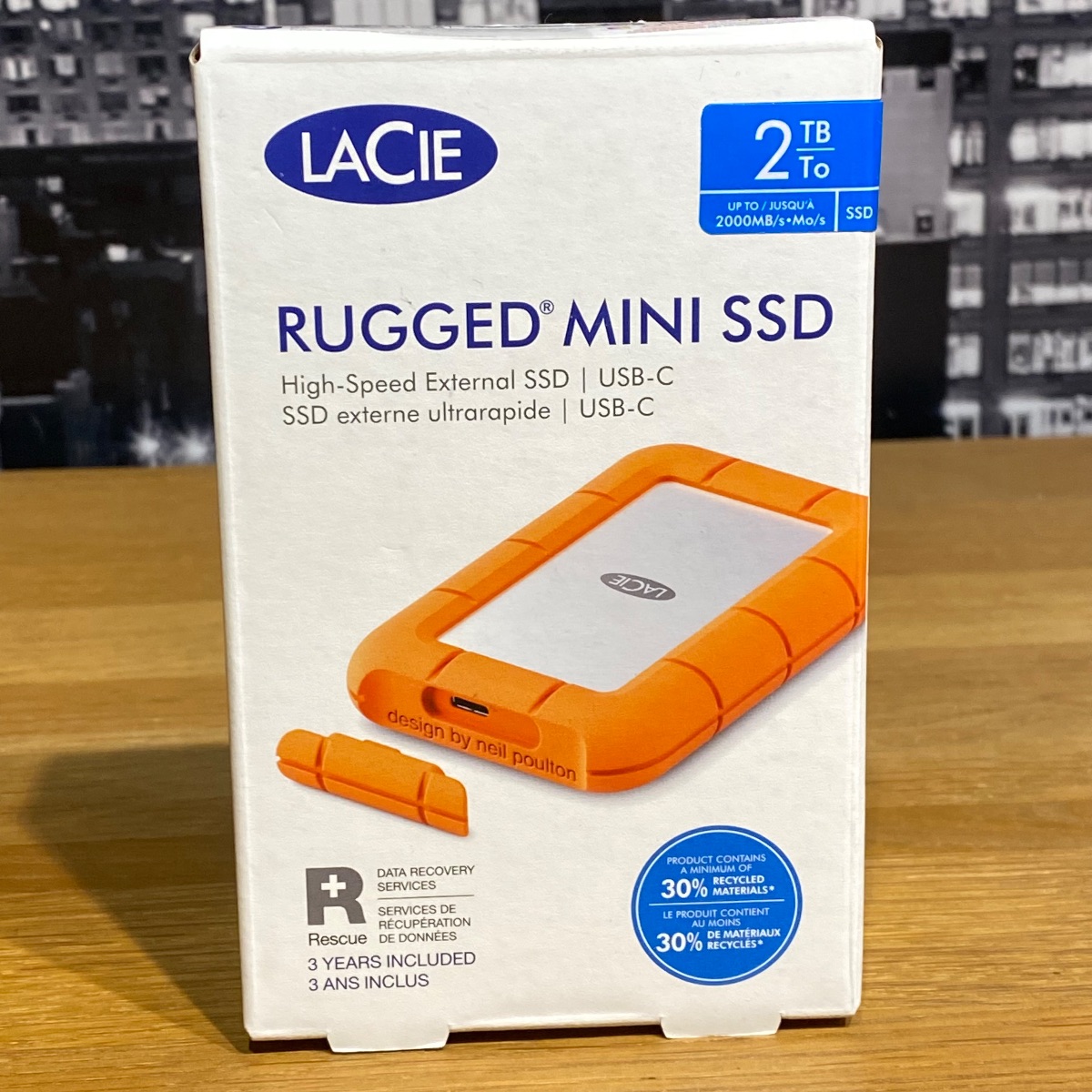 2TB LaCie Rugged Mini SSD, USB 3.2 Gen 2x2, 2000MB/s, IP54, Portable External SS HRQ72ZM/A 8719706044707