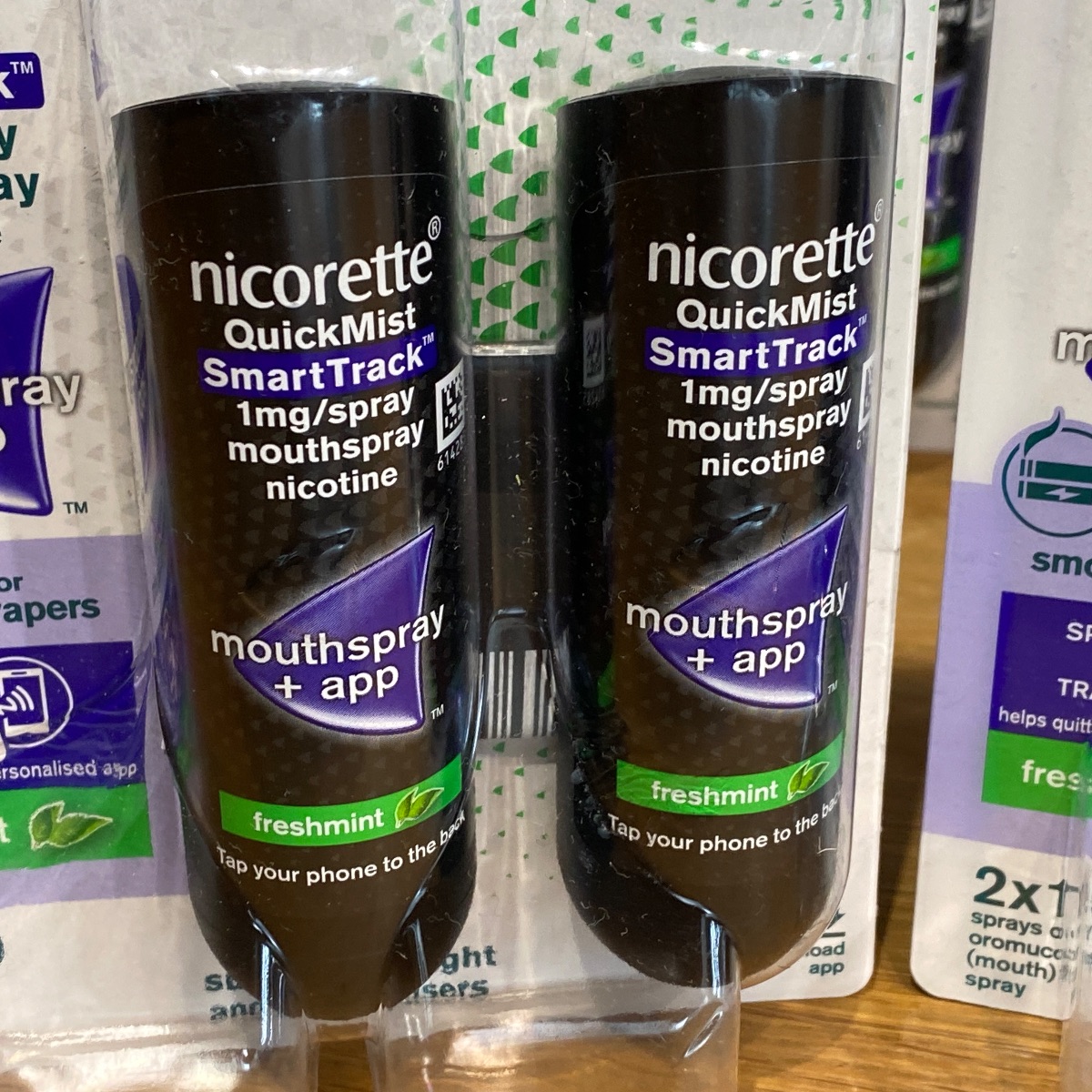 2x Nicorette Quickmist Freshmint Smarttrack Mouthspray 4x150 Sprays Nicotine 1mg QUICKMIST  (Brand New)