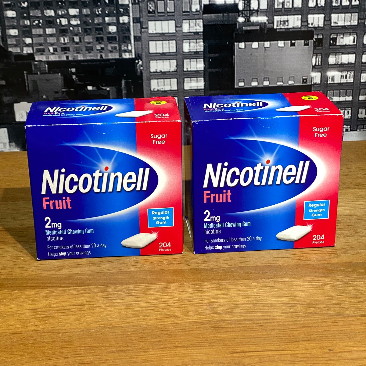 2x Nicotinell 2mg Nicotine Gum Fruit Flavour 204 Pieces Quit Smoking Aid 3360526 5012131586907