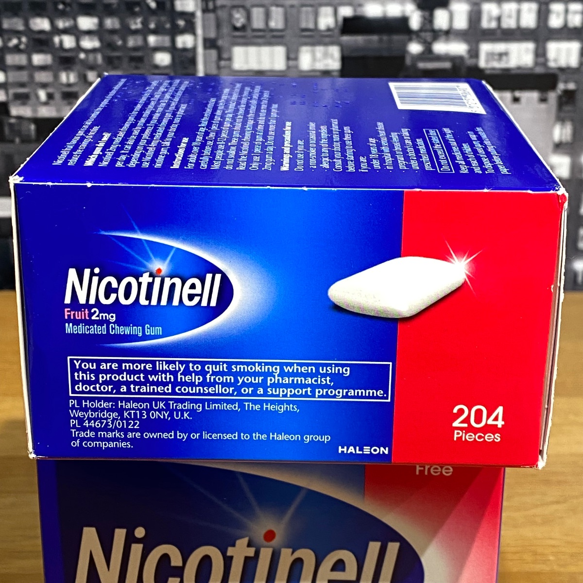 2x Nicotinell 2mg Nicotine Gum Fruit Flavour 204 Pieces Quit Smoking Aid 3360526 5012131586907