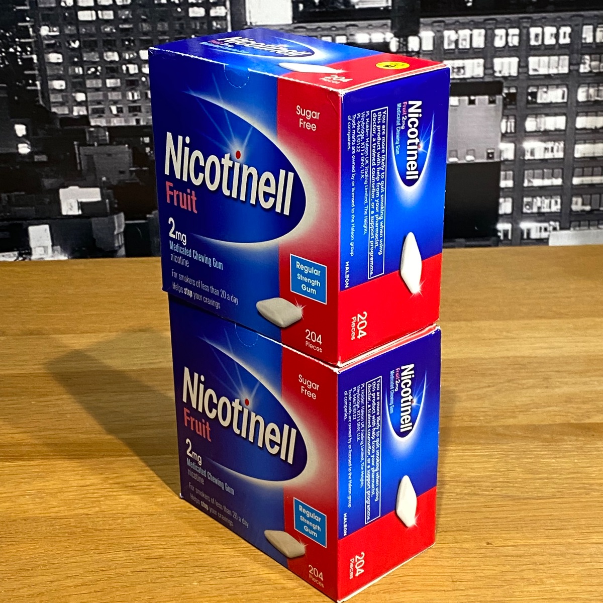 2x Nicotinell 2mg Nicotine Gum Fruit Flavour 204 Pieces Quit Smoking Aid 3360526 5012131586907