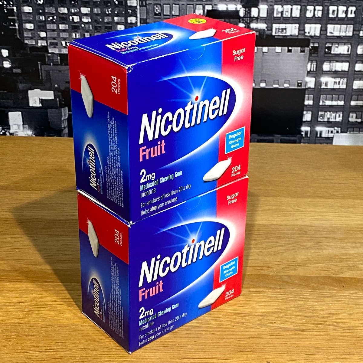 2x Nicotinell 2mg Nicotine Gum Fruit Flavour 204 Pieces Quit Smoking Aid 3360526 5012131586907
