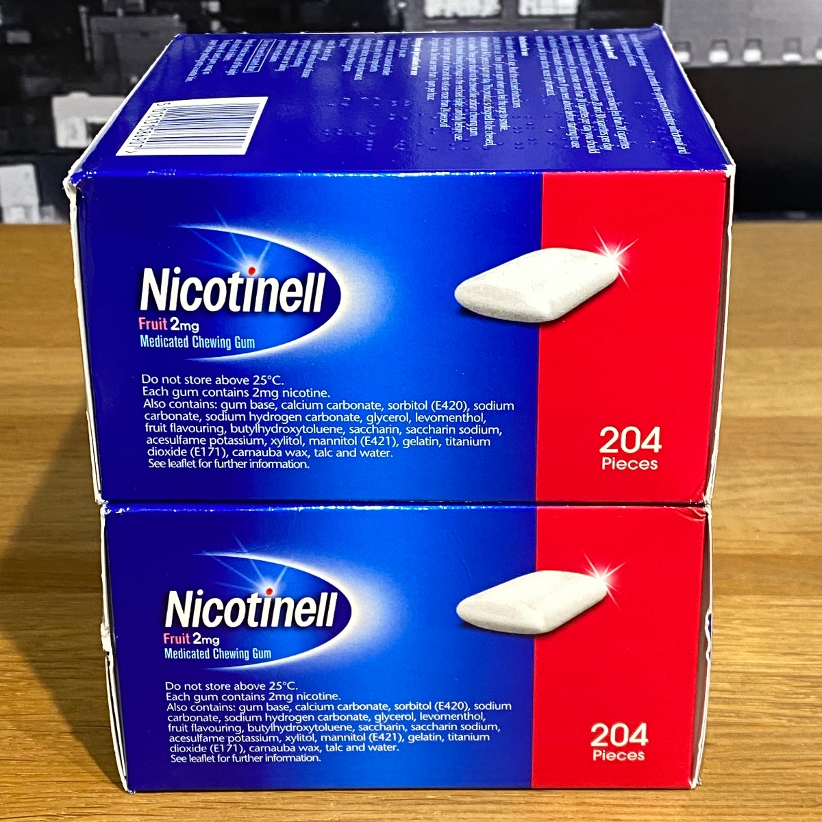 2x Nicotinell 2mg Nicotine Gum Fruit Flavour 204 Pieces Quit Smoking Aid 3360526 5012131586907