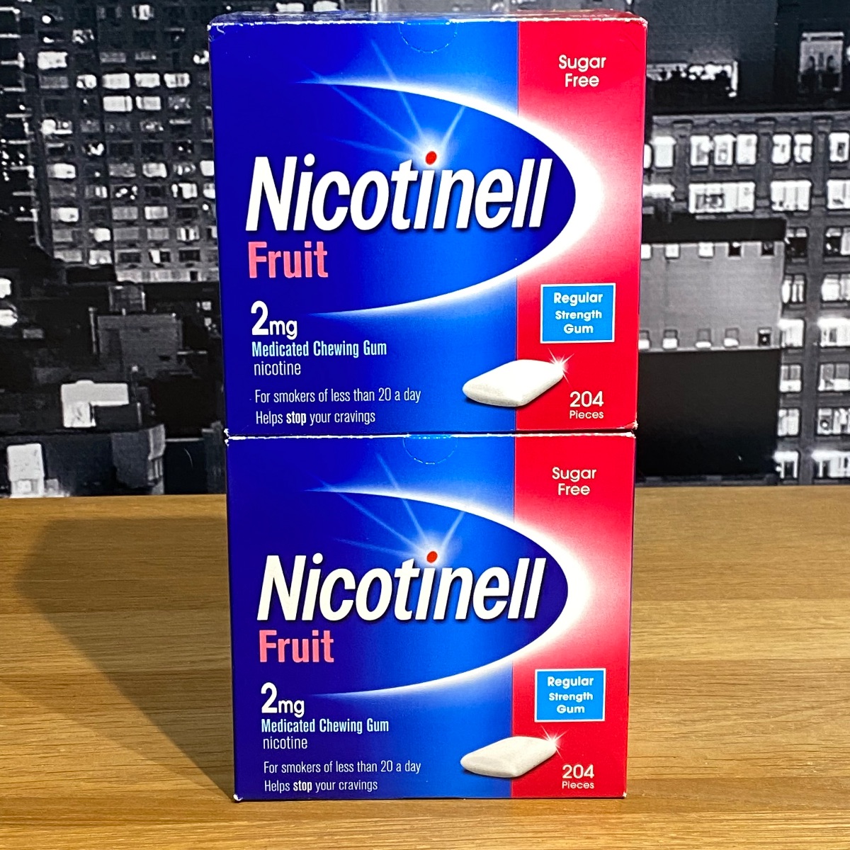 2x Nicotinell 2mg Nicotine Gum Fruit Flavour 204 Pieces Quit Smoking Aid 3360526 5012131586907