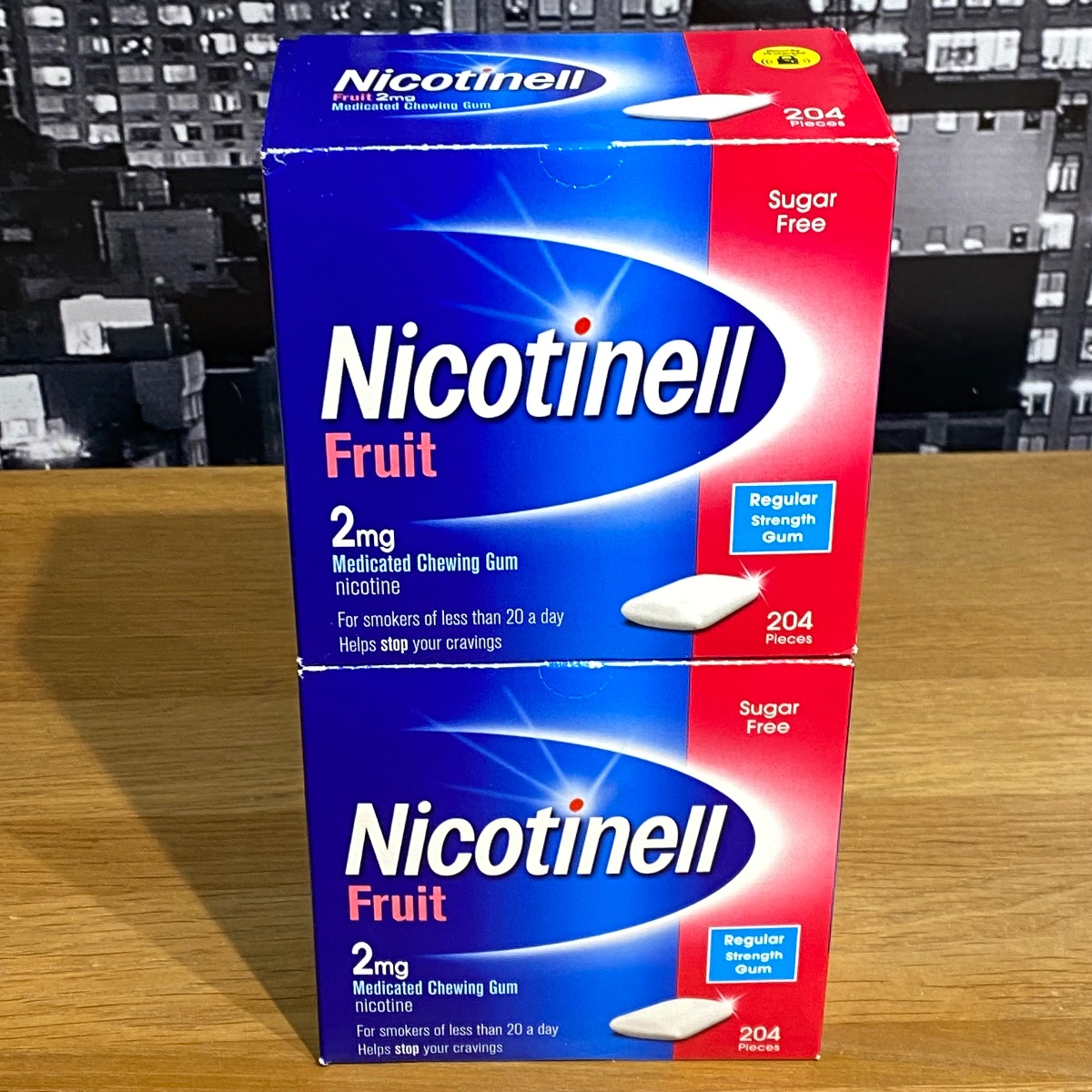 2x Nicotinell 2mg Nicotine Gum Fruit Flavour 204 Pieces Quit Smoking Aid 3360526 5012131586907
