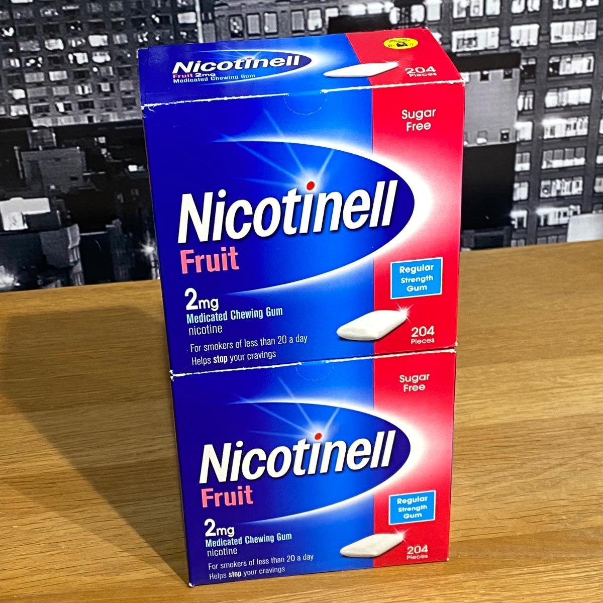 2x Nicotinell 2mg Nicotine Gum Fruit Flavour 204 Pieces Quit Smoking Aid 3360526 5012131586907