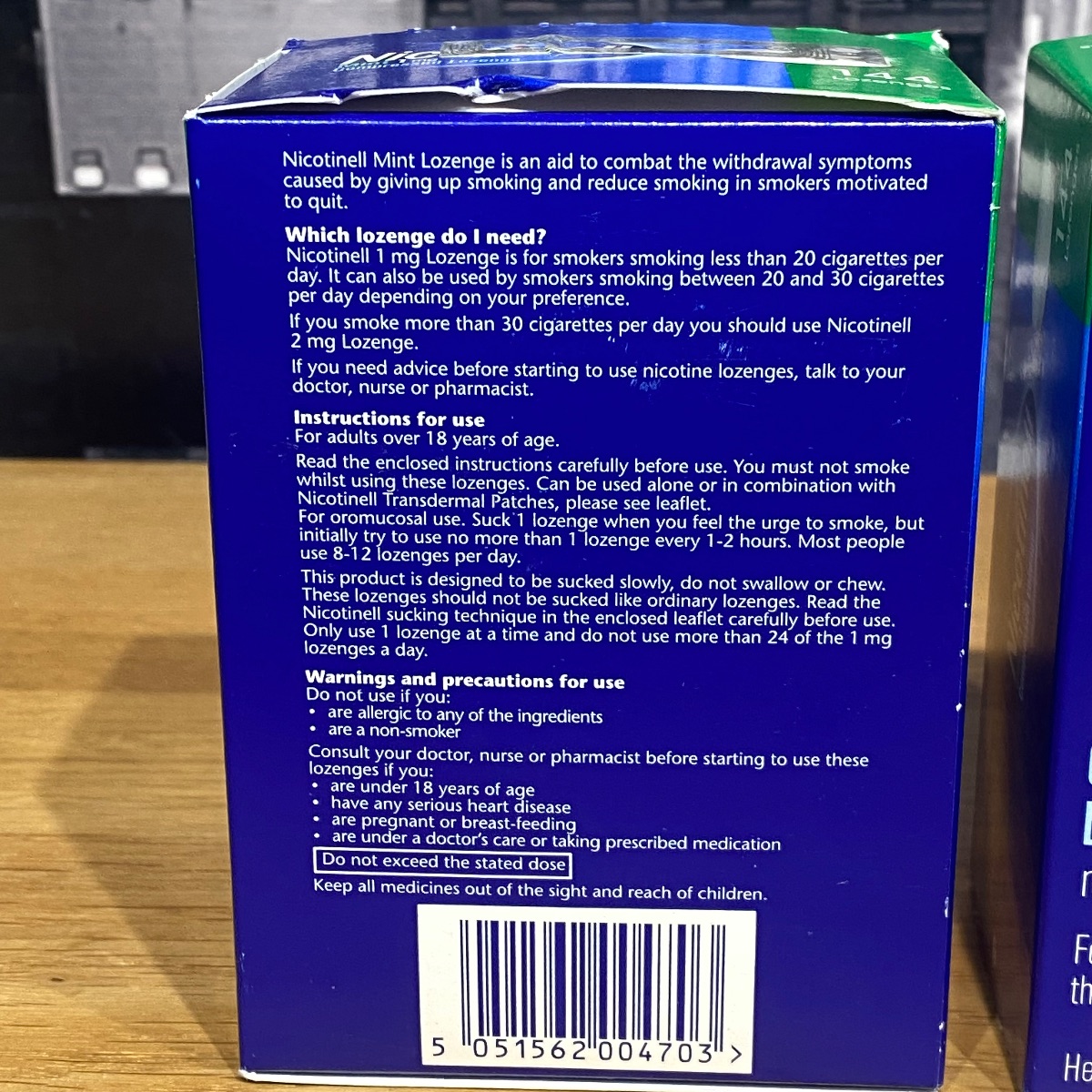 2x Nicotinell Mint 1mg Compressed Lozenge Nicotine Sugar-Free 144 Pieces 2403361