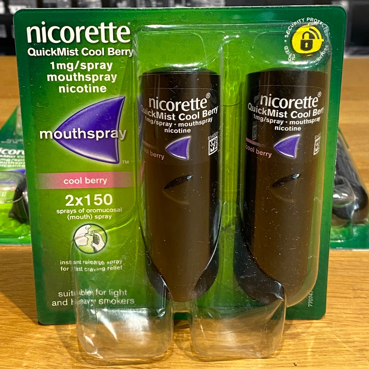 4 x Nicorette Quickmist Cool Berry Mouthspray 8 x 150 Sprays Nicotine 1mg LOT 69547 3574661343013 (Brand New)
