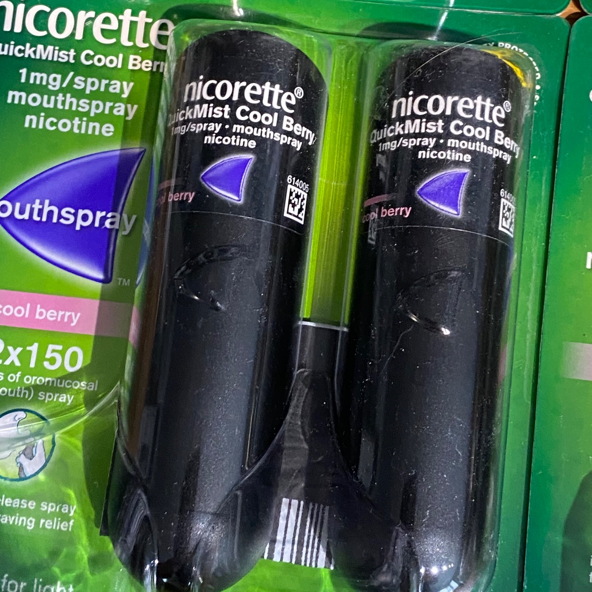 4 x Nicorette Quickmist Cool Berry Mouthspray 8 x 150 Sprays Nicotine 1mg LOT 69547 3574661343013 (Brand New)