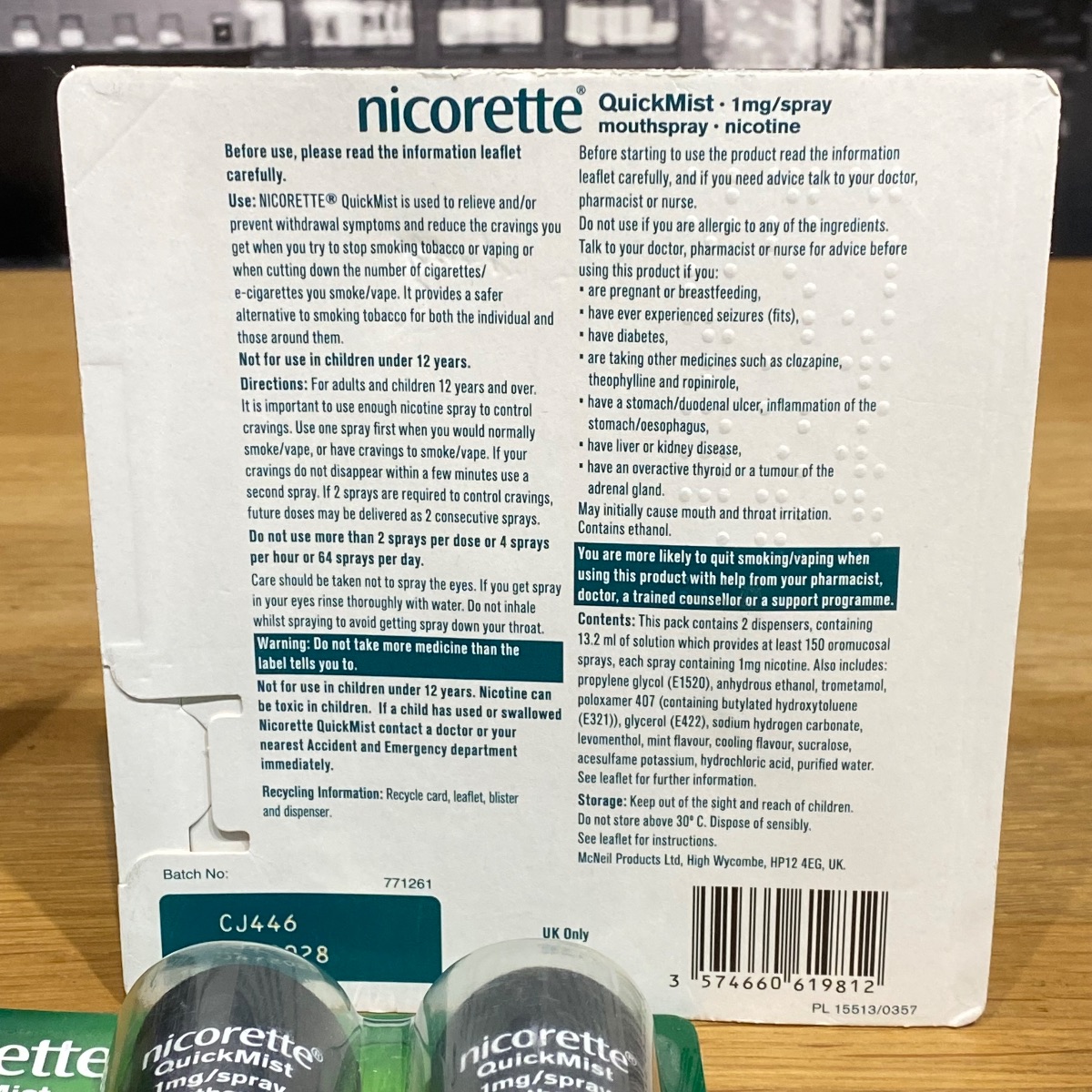 4x Nicorette Freshmint Duo Quickmist Mouthspray 8 x 150 Sprays Nicotine 1mg MOUTH SPRAY