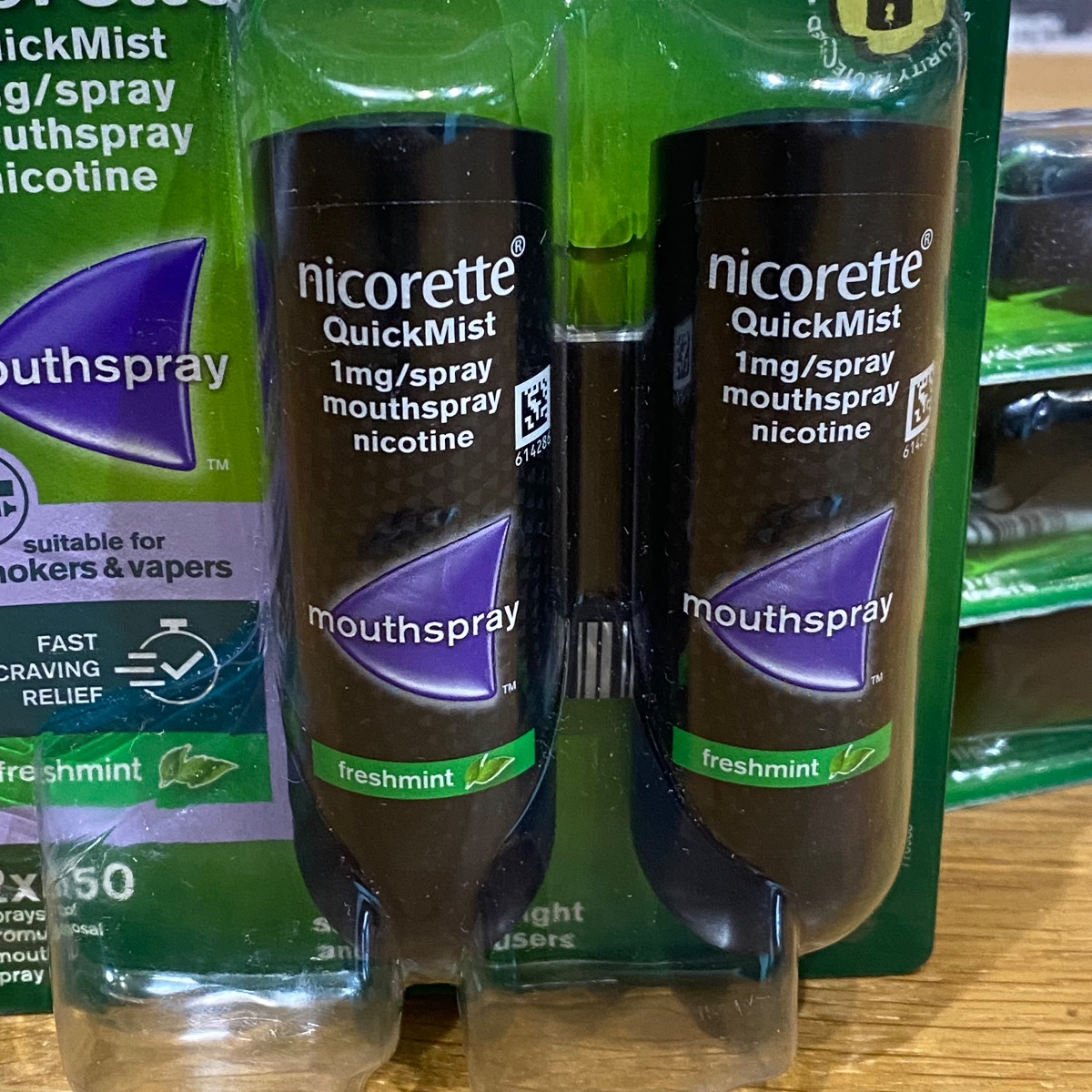 4x Nicorette Freshmint Duo Quickmist Mouthspray 8 x 150 Sprays Nicotine 1mg MOUTH SPRAY