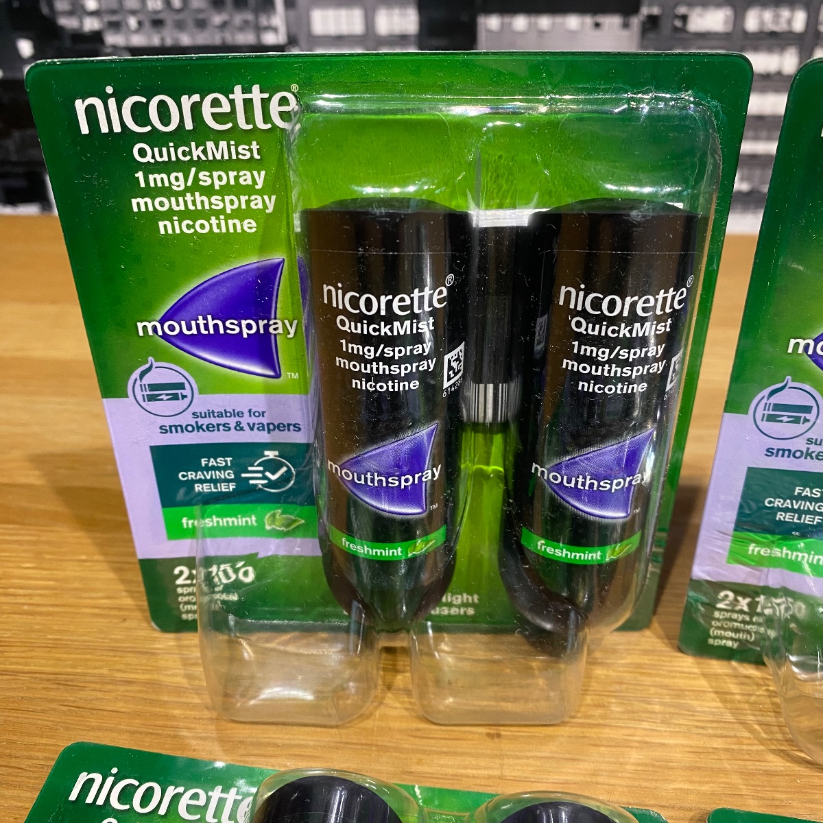 4x Nicorette Freshmint Duo Quickmist Mouthspray 8 x 150 Sprays Nicotine 1mg MOUTH SPRAY