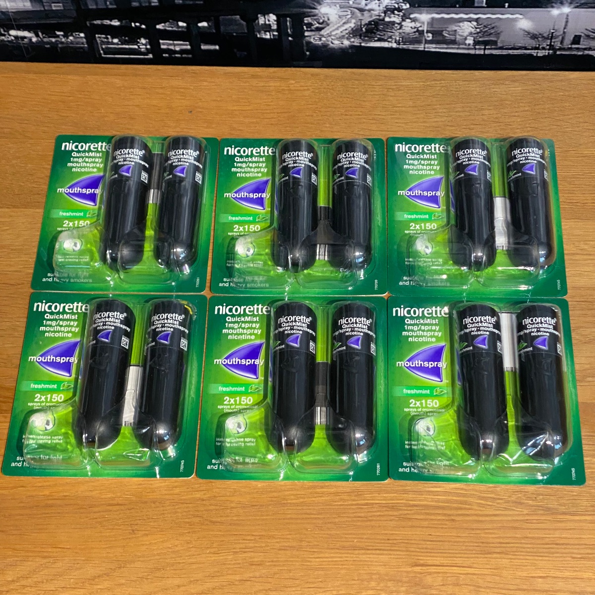 6 x Nicorette Quickmist Mouthspray Freshmint Nicotine Pack of 12 x 150 Sprays FRESHMINT (Brand New) 6 x Nicorette Quickmist Mouthspray Freshmint Nicotine Pack of 12 x 150 Sprays FRESHMINT (Brand New)