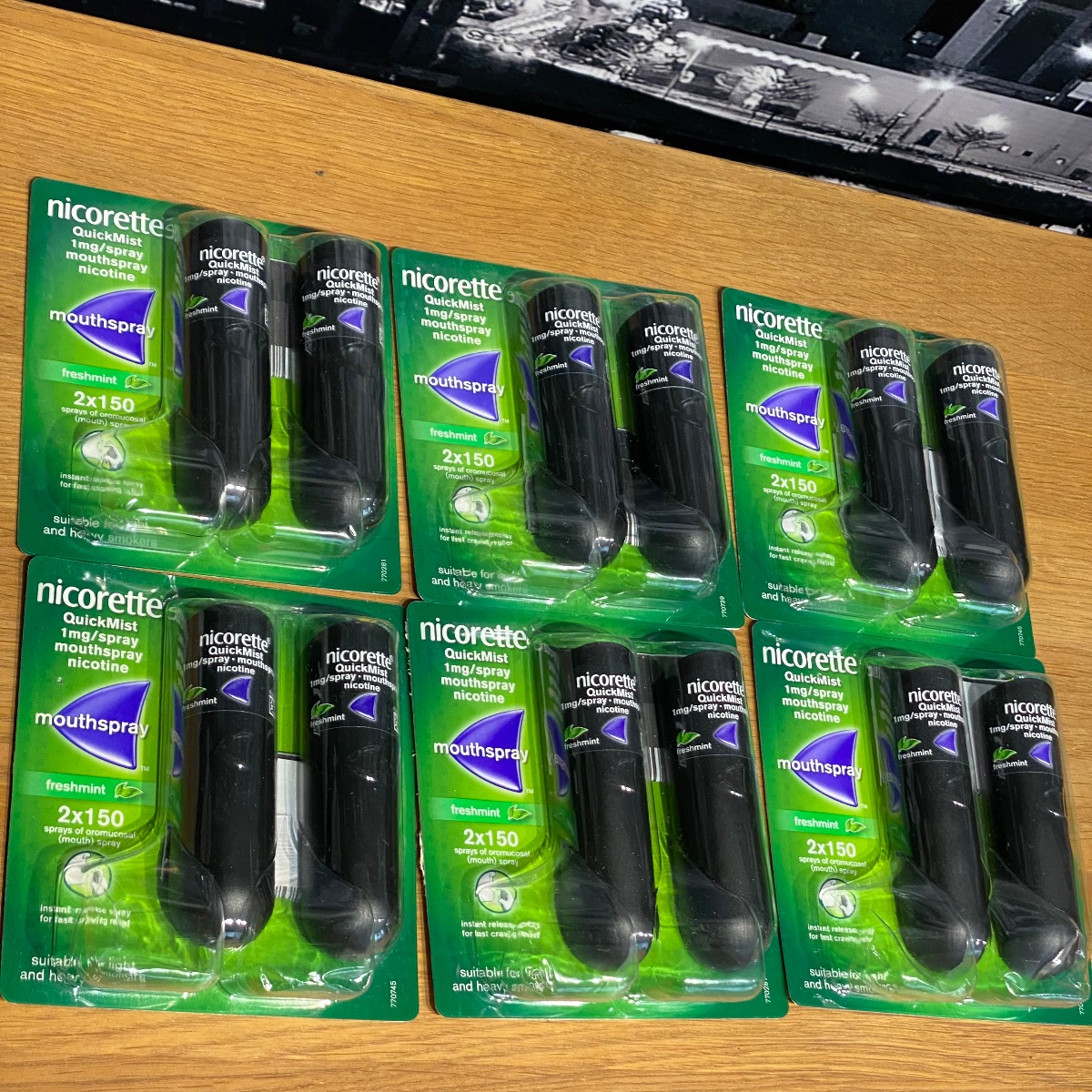 6 x Nicorette Quickmist Mouthspray Freshmint Nicotine Pack of 12 x 150 Sprays FRESHMINT (Brand New) 6 x Nicorette Quickmist Mouthspray Freshmint Nicotine Pack of 12 x 150 Sprays FRESHMINT (Brand New)