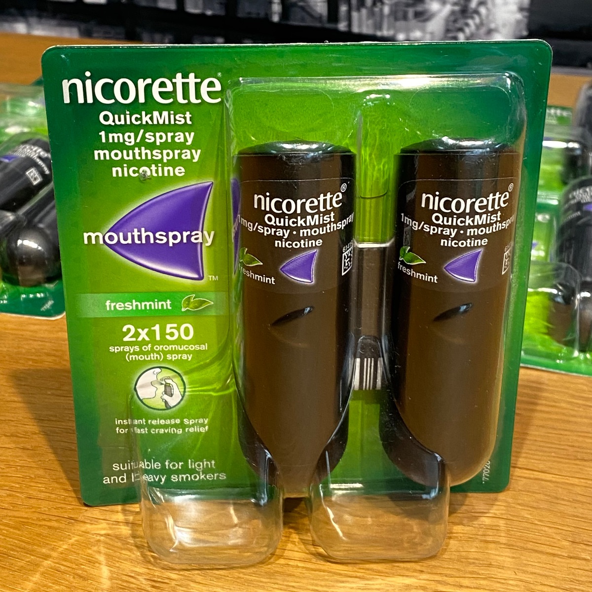 6 x Nicorette Quickmist Mouthspray Freshmint Nicotine Pack of 12 x 150 Sprays FRESHMINT (Brand New) 6 x Nicorette Quickmist Mouthspray Freshmint Nicotine Pack of 12 x 150 Sprays FRESHMINT (Brand New)