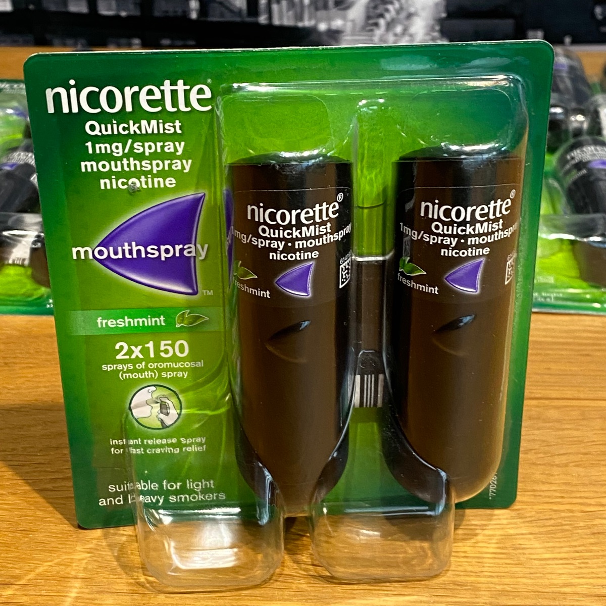 6 x Nicorette Quickmist Mouthspray Freshmint Nicotine Pack of 12 x 150 Sprays FRESHMINT (Brand New) 6 x Nicorette Quickmist Mouthspray Freshmint Nicotine Pack of 12 x 150 Sprays FRESHMINT (Brand New)