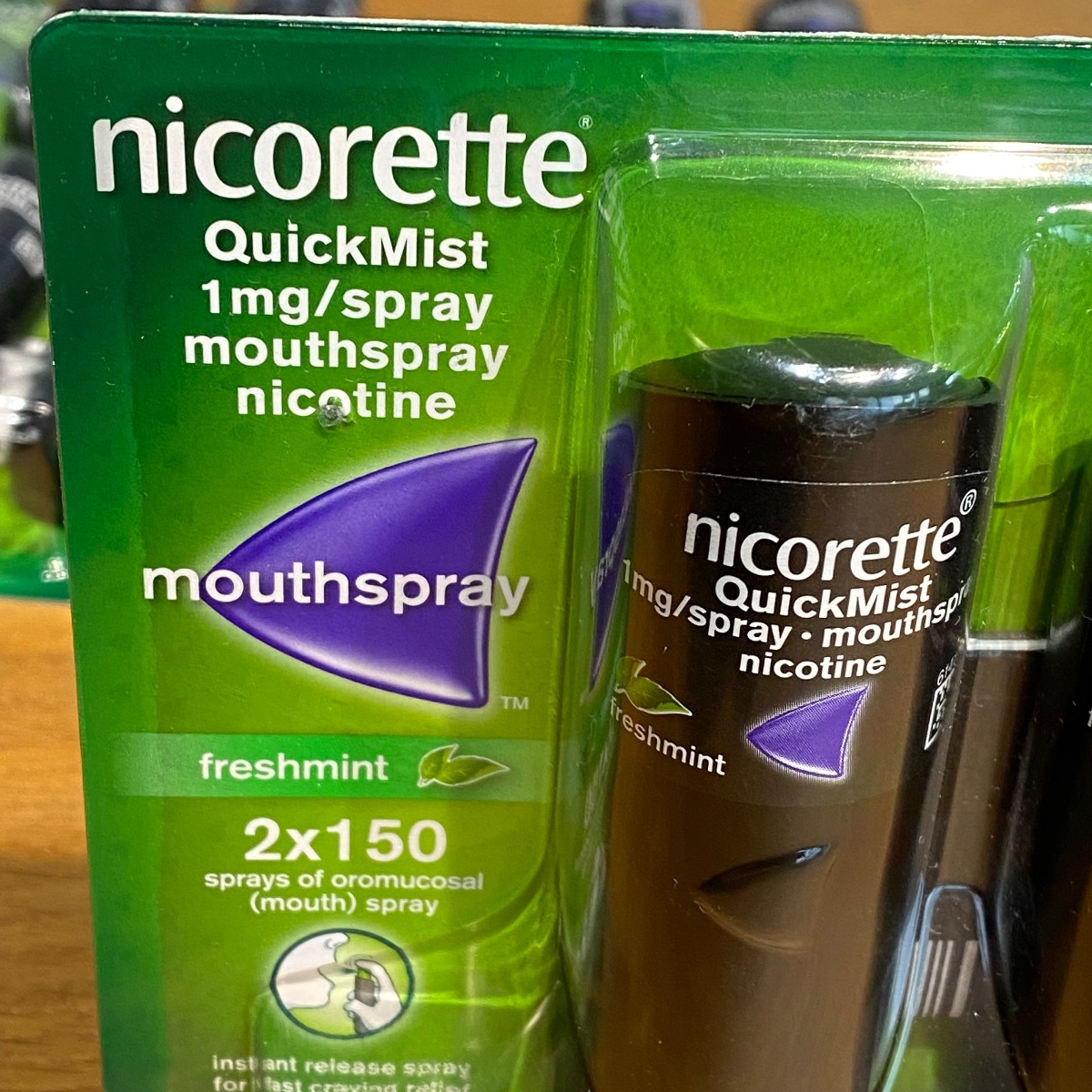6 x Nicorette Quickmist Mouthspray Freshmint Nicotine Pack of 12 x 150 Sprays FRESHMINT (Brand New) 6 x Nicorette Quickmist Mouthspray Freshmint Nicotine Pack of 12 x 150 Sprays FRESHMINT (Brand New)