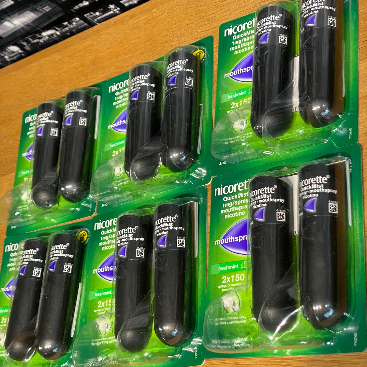 6 x Nicorette Quickmist Mouthspray Freshmint Nicotine Pack of 12 x 150 Sprays FRESHMINT (Brand New) 6 x Nicorette Quickmist Mouthspray Freshmint Nicotine Pack of 12 x 150 Sprays FRESHMINT (Brand New)