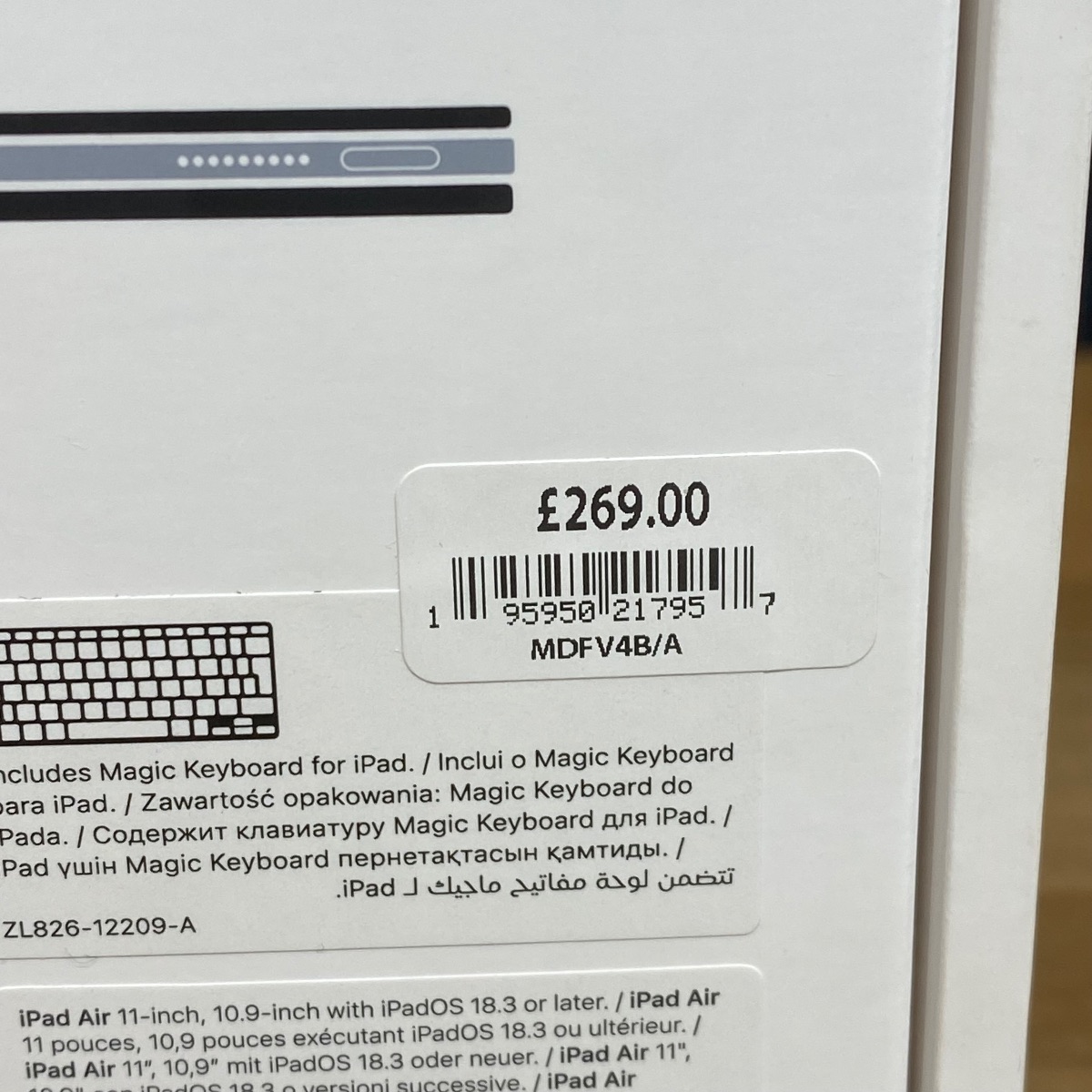 Apple Magic Keyboard iPad Air 11-inch M2 M3 British English White Original MDFV4B/A 195950217957