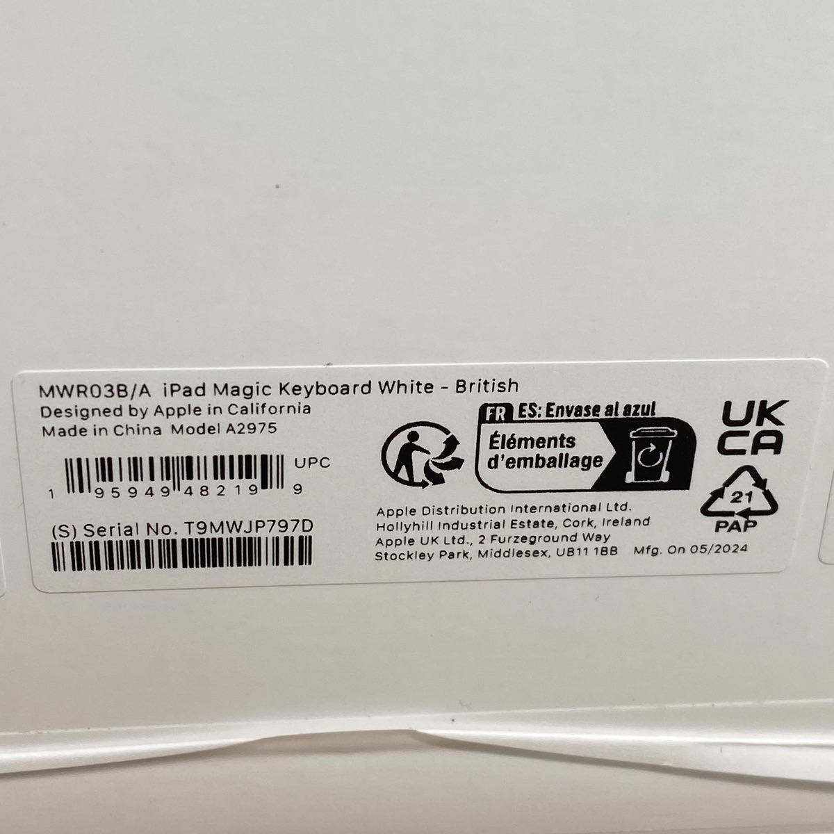 Apple Magic Keyboard iPad Pro 11" M4 British English White Sealed 100% Original MWR03BA 195949482199 (Brand New)