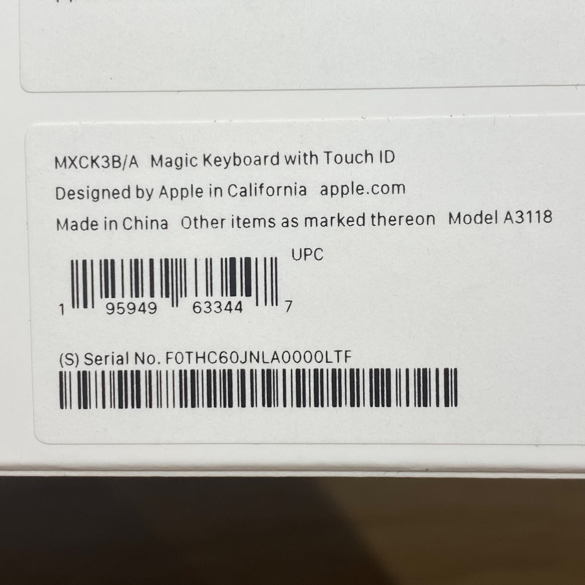 Apple Magic Keyboard Touch ID USB–C Apple Silicon British White Original MXCK3B/A 195949633447