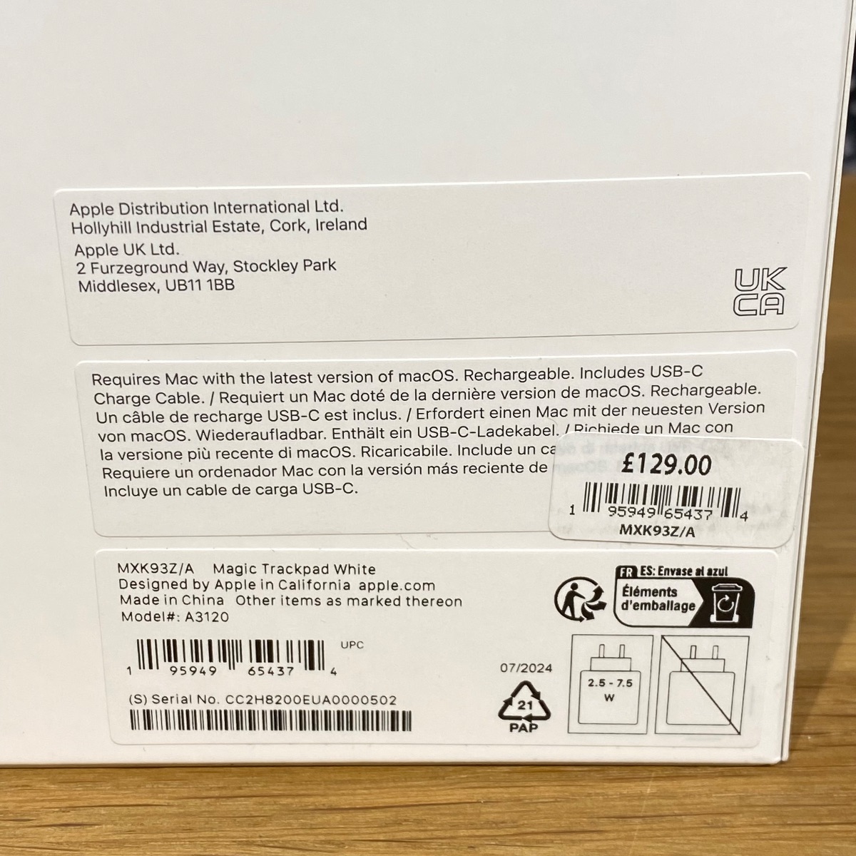Apple Magic Trackpad White USB-C 4 Wireless Touchpad Mouse A3120