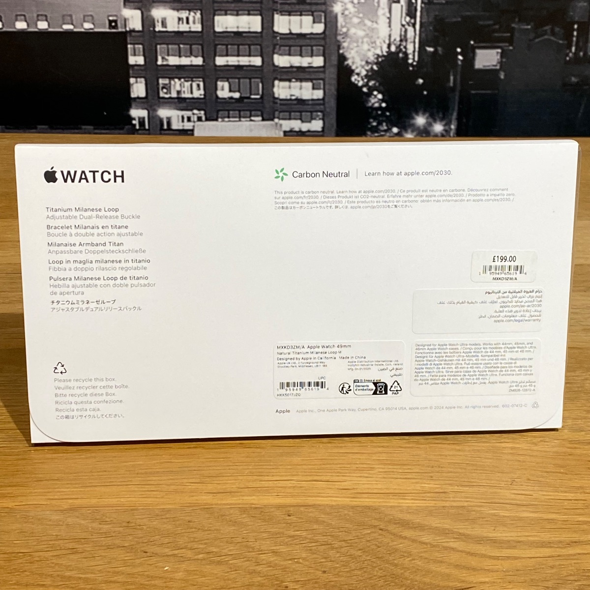 Apple Watch Natural Titanium Milanese Loop Band Strap 49mm M Medium Original MXKD3ZM/A 195949656194