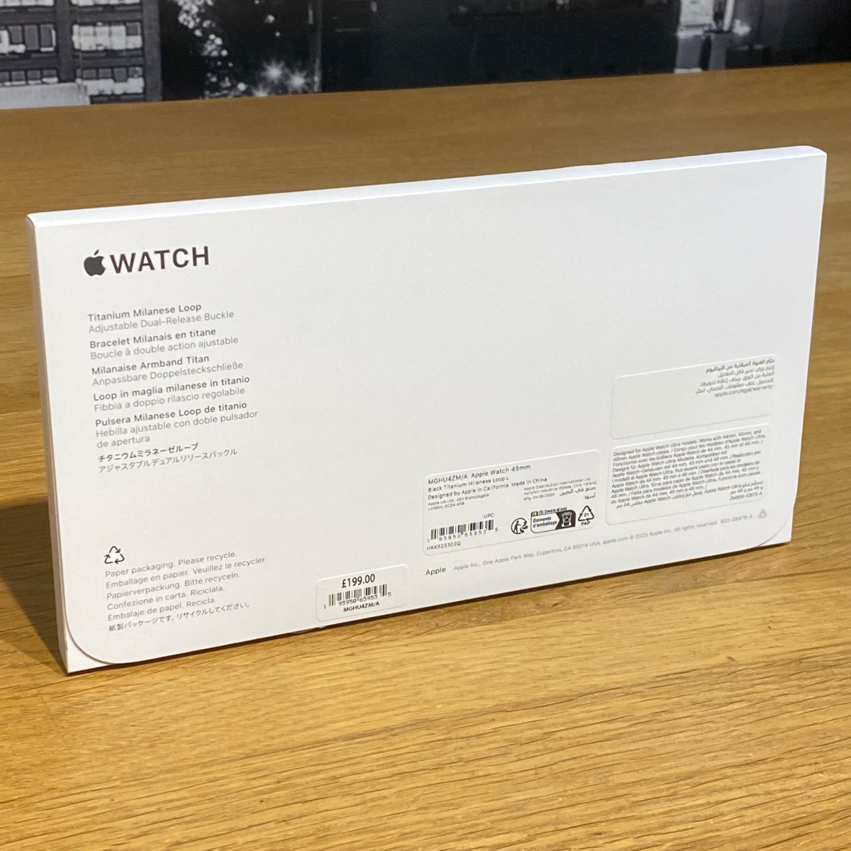 Apple Watch Strap 49mm Black Titanium Milanese Loop L Large Original MGHU4ZM/A 195950659535