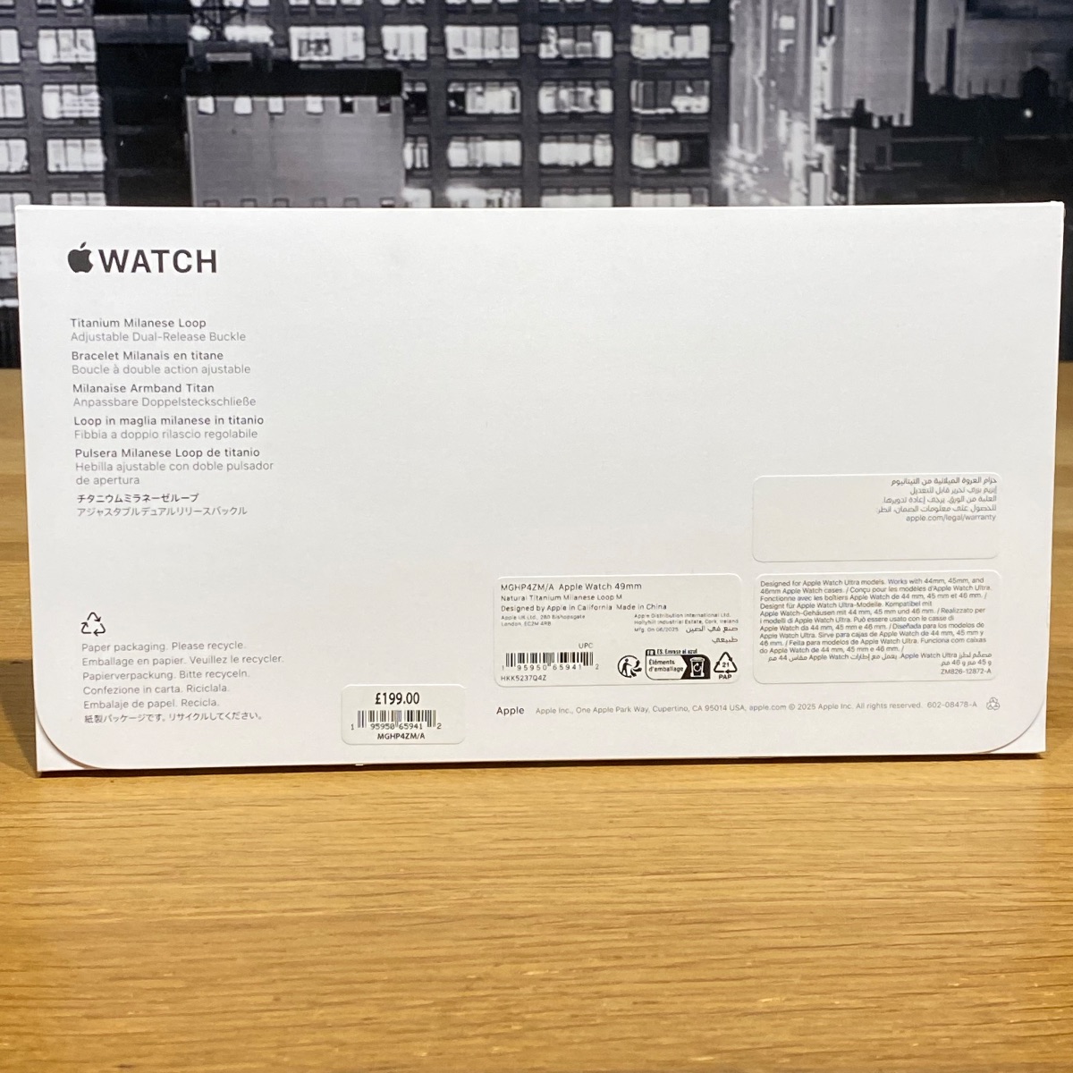 Apple Watch Ultra Strap 49mm Natural Titanium Milanese Loop M Medium Original mghp4zm/a 195950659412 Apple Watch Ultra Strap 49mm Natural Titanium Milanese Loop M Medium Original mghp4zm/a 195950659412