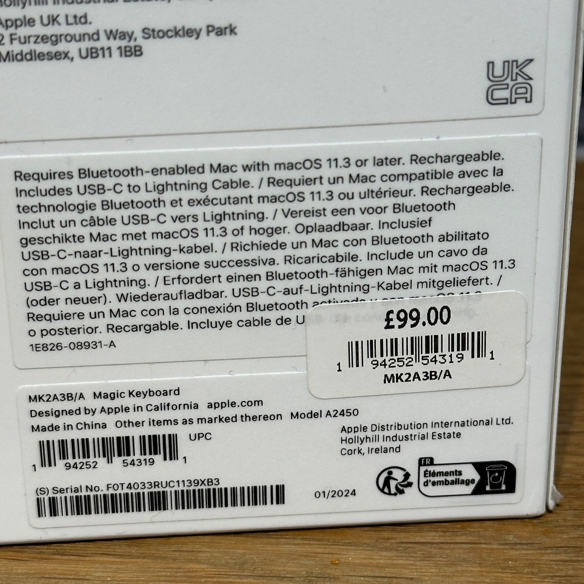 Apple Wireless Magic Keyboard UK British English QWERTY A1644 100% Original MK2A3BA 0194252543191 (Brand New) Apple Wireless Magic Keyboard UK British English QWERTY A1644 100% Original MK2A3BA 0194252543191 (Brand New)