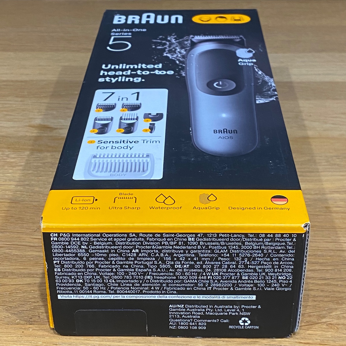 Braun All in One Series 5 7-in-1 Trimmer Face Body Aqua Grip Sensitive Origin AIO5520 8700216429733