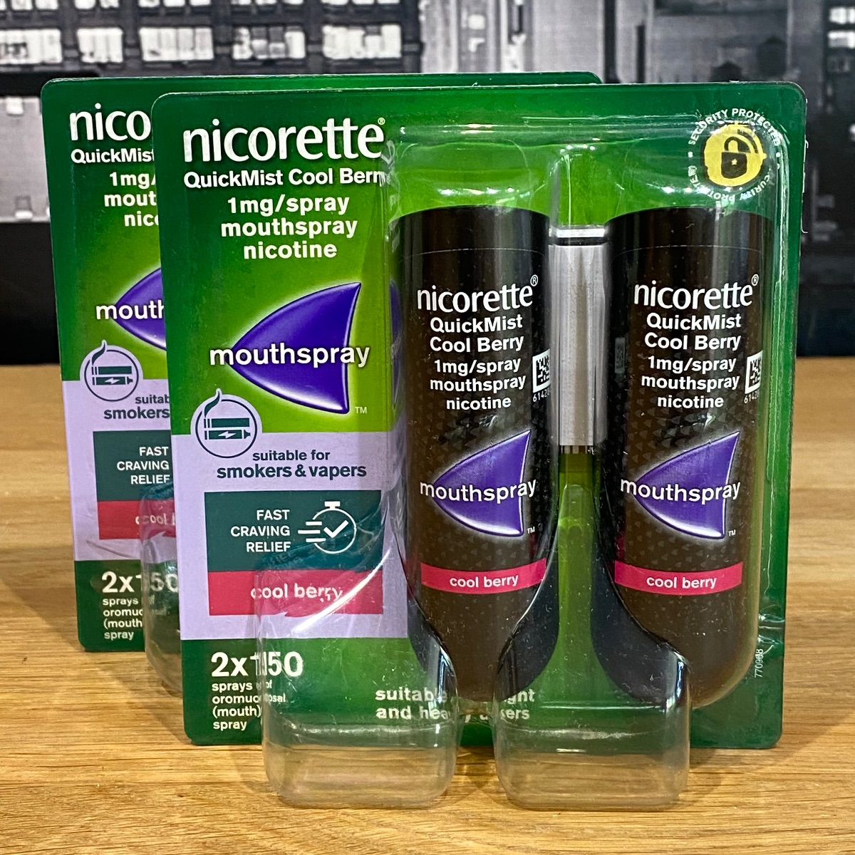 Nicorette Quickmist Cool Berry Duo Sprays Nicotine Lot 2x Mouthspray Packs