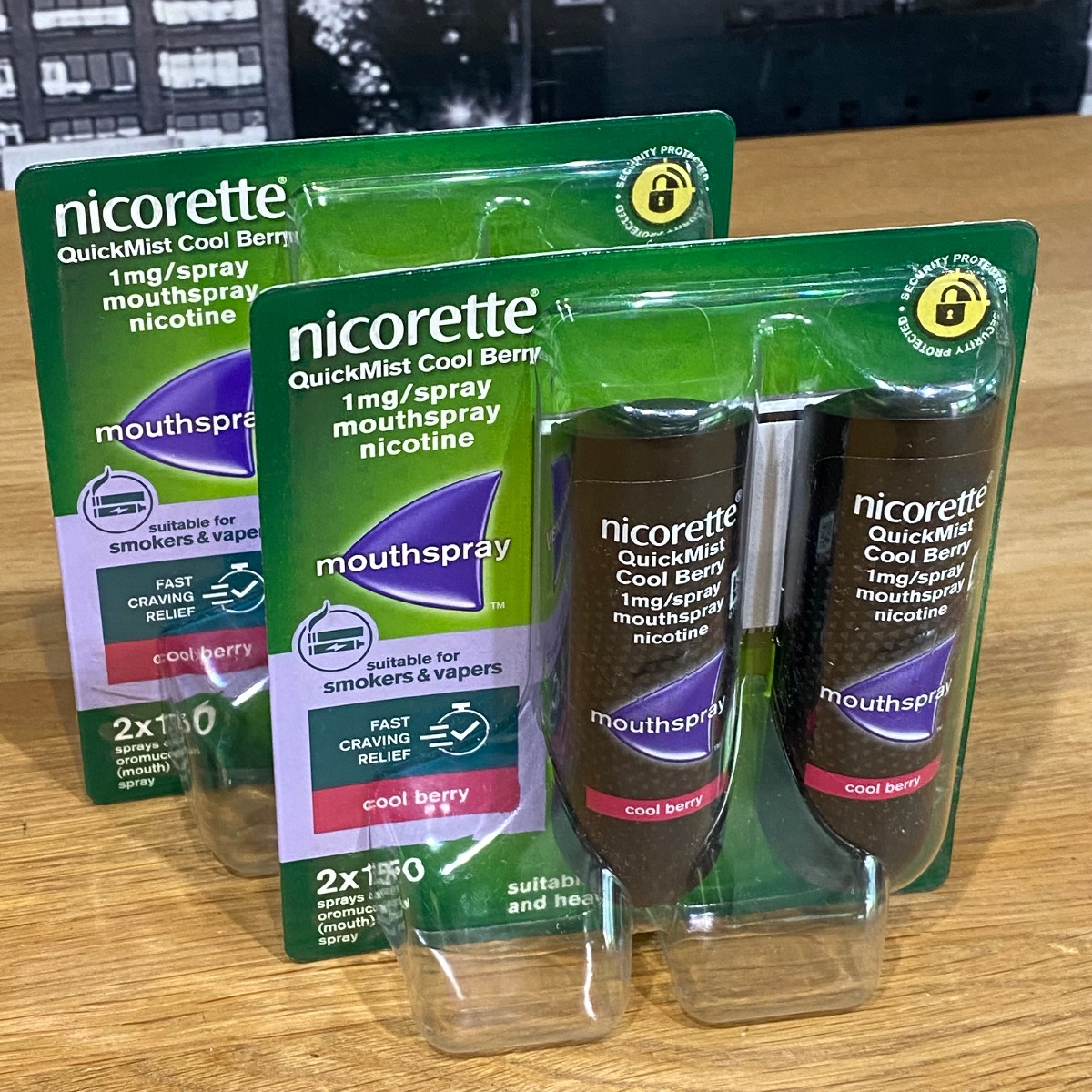 Nicorette Quickmist Cool Berry Duo Sprays Nicotine Lot 2x Mouthspray Packs