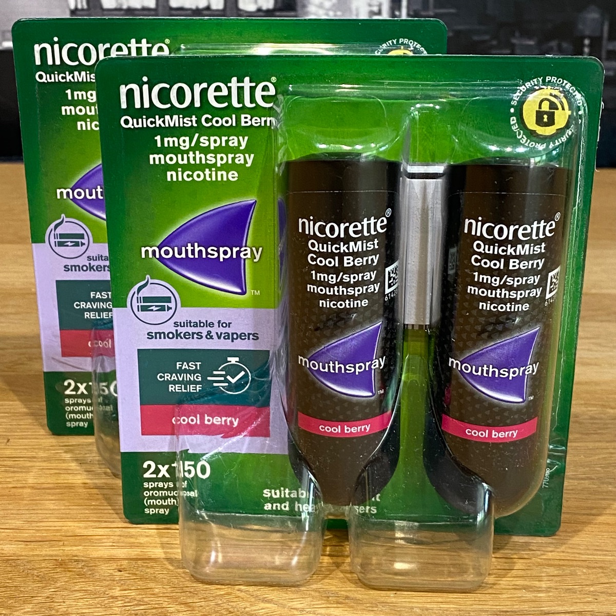 Nicorette Quickmist Cool Berry Duo Sprays Nicotine Lot 2x Mouthspray Packs