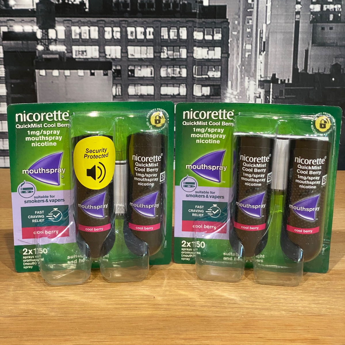 Nicorette Quickmist Cool Berry Duo Sprays Nicotine Lot 2x Mouthspray Packs