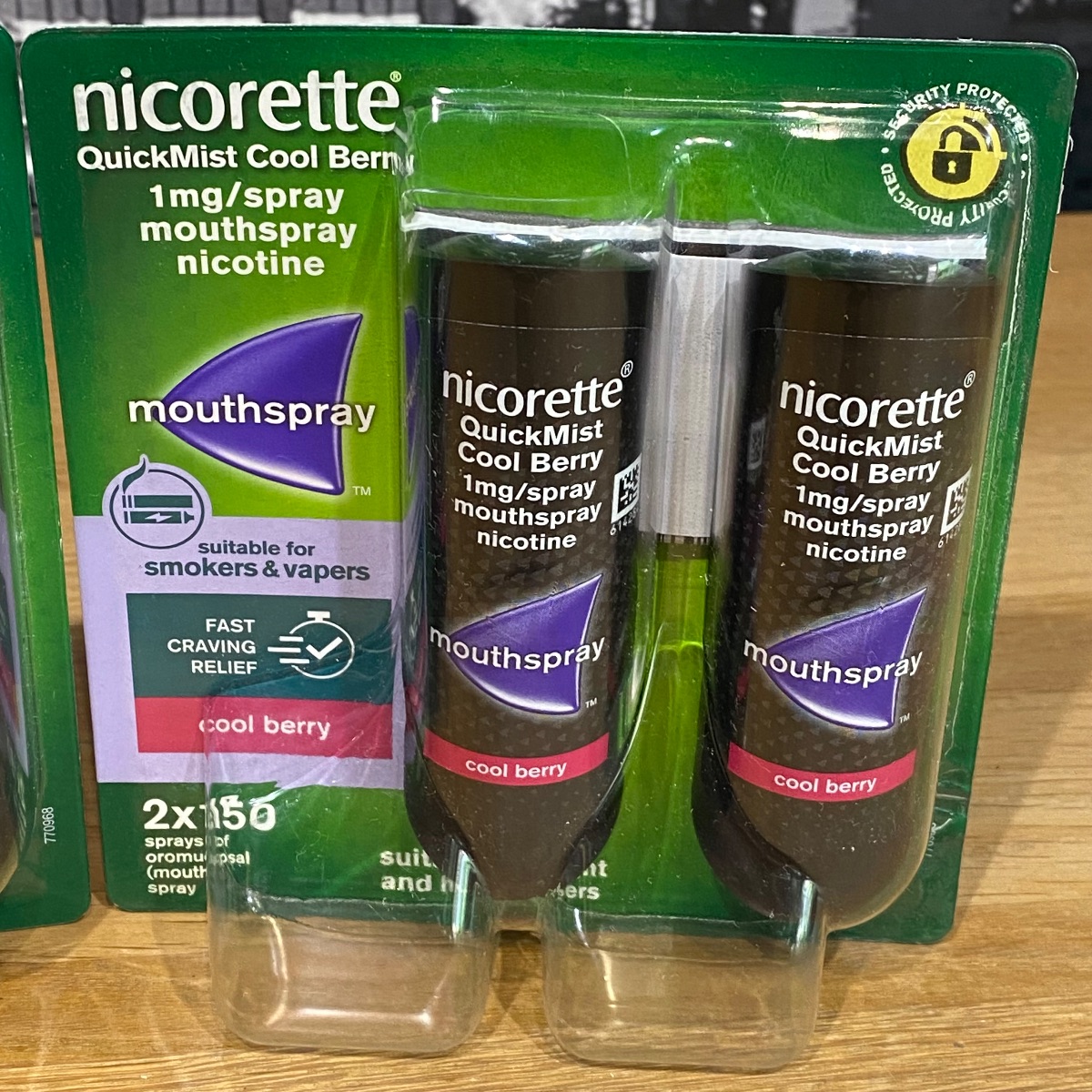 Nicorette Quickmist Cool Berry Duo Sprays Nicotine Lot 2x Mouthspray Packs