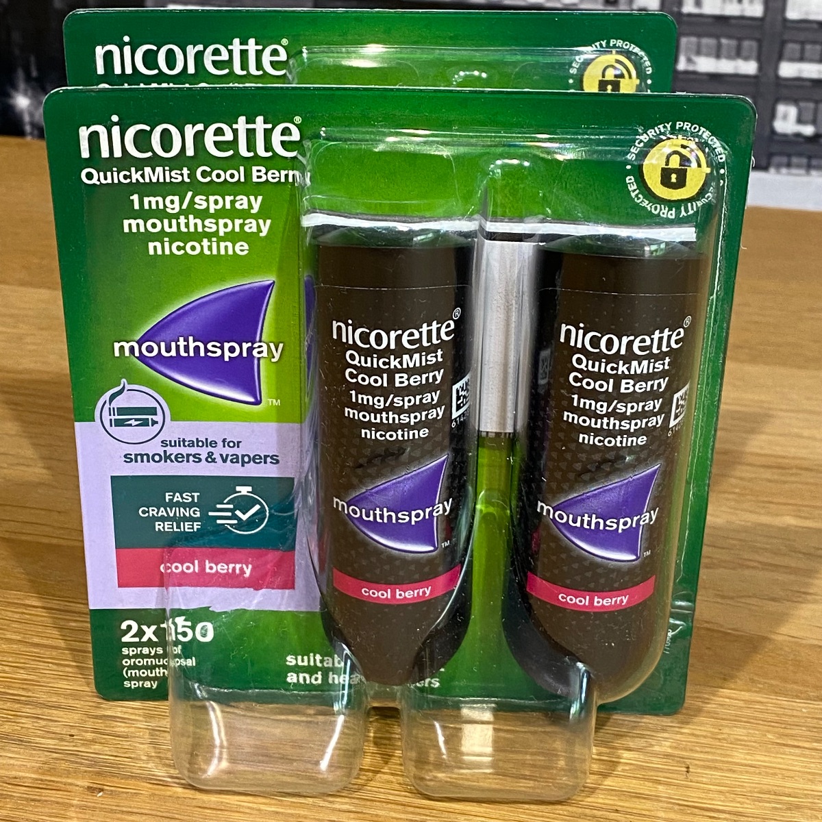 Nicorette Quickmist Cool Berry Duo Sprays Nicotine Lot 2x Mouthspray Packs