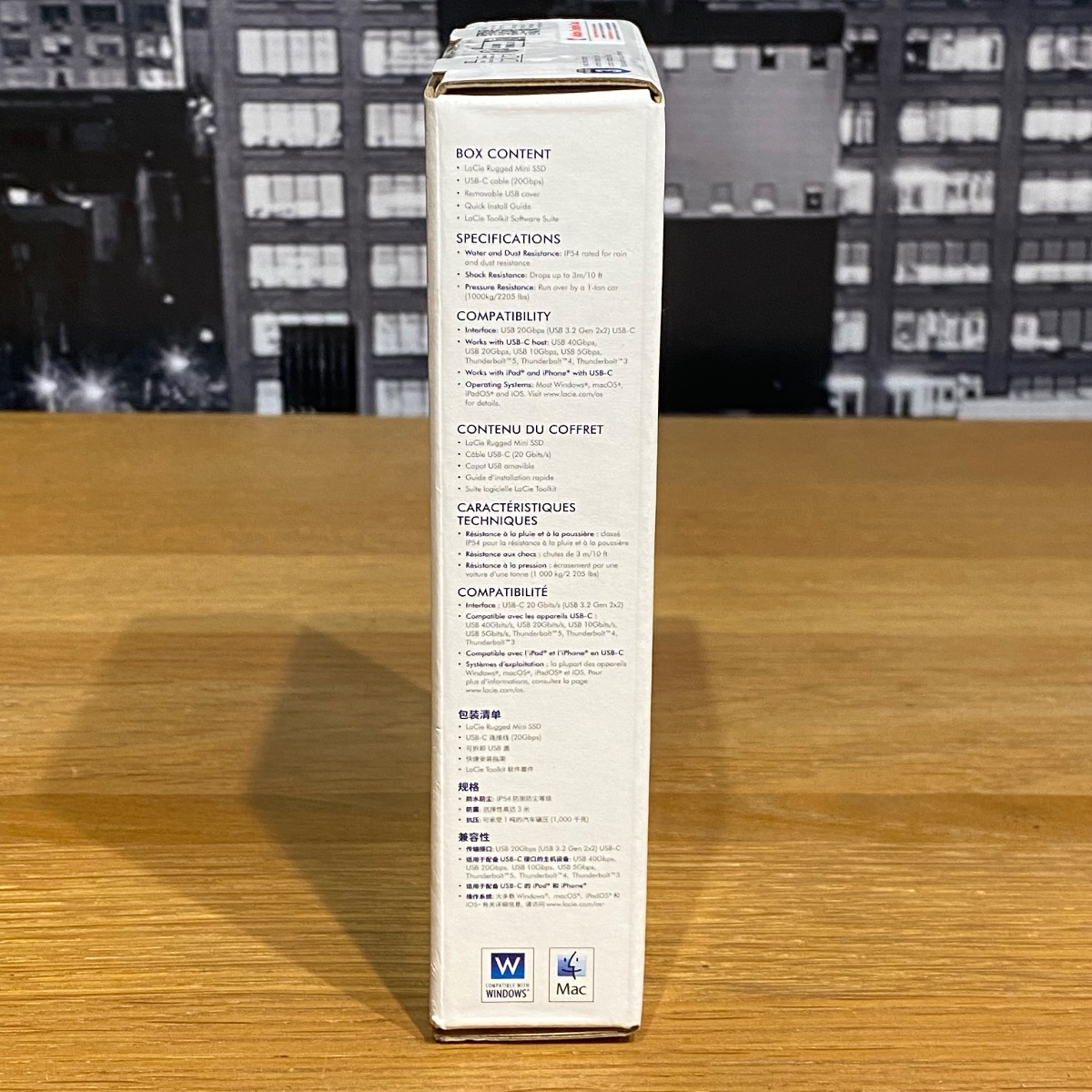 LaCie 1TB Rugged Mini SSD Apple Mac Windows PC USB-C External 100% Original HRQ82ZMA 763649180440 ()