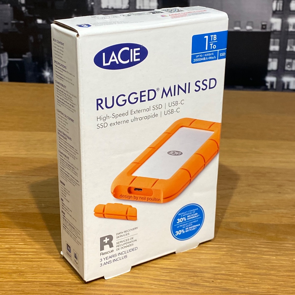LaCie 1TB Rugged Mini SSD Apple Mac Windows PC USB-C External 100% Original HRQ82ZMA 763649180440 ()