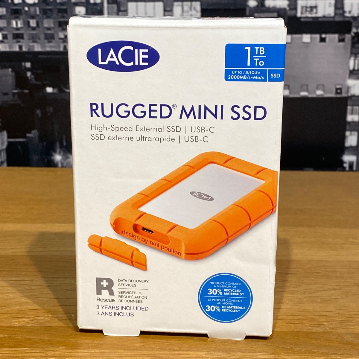LaCie 1TB Rugged Mini SSD Apple Mac Windows PC USB-C External 100% Original HRQ82ZMA 763649180440 ()