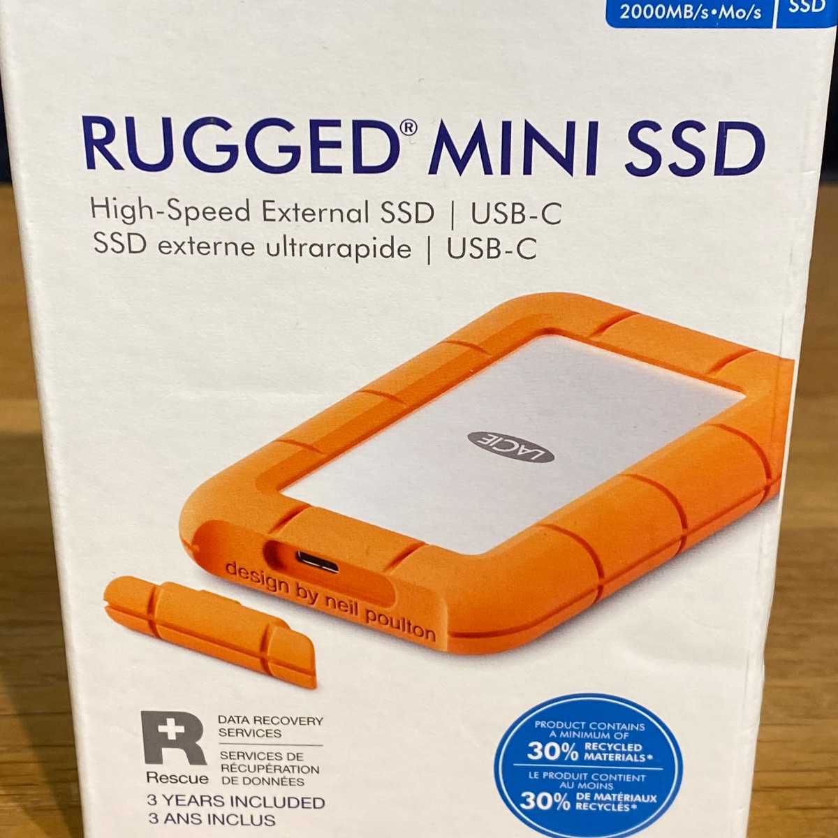 LaCie 1TB Rugged Mini SSD Apple Mac Windows PC USB-C External 100% Original HRQ82ZMA 763649180440 ()