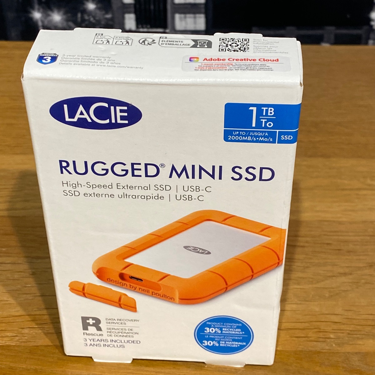 LaCie 1TB Rugged Mini SSD Apple Mac Windows PC USB-C External 100% Original HRQ82ZMA 763649180440 ()