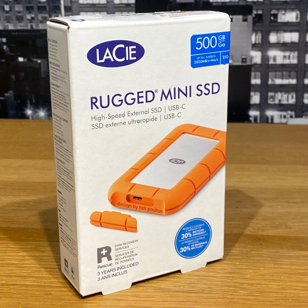 LaCie 500GB SSD Rugged Mini External USB-C Drive Apple Mac PC 100