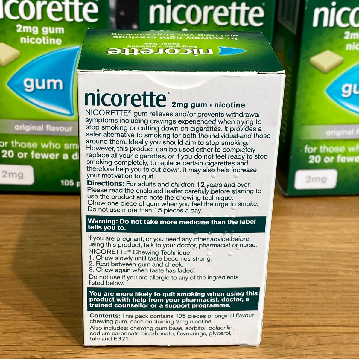 Nicorette 2mg Chewing Gum Nicotine x 105 Pieces Sugar-Free (Original Flavor) NICORETTE CHEWING GUM 3574660413052 ()
