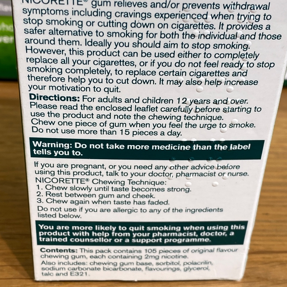 Nicorette 2mg Chewing Gum Nicotine x 105 Pieces Sugar-Free (Original Flavor) NICORETTE CHEWING GUM 3574660413052 ()
