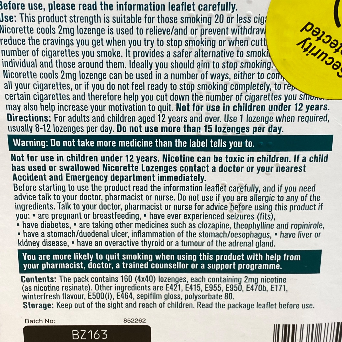 Nicorette Cools 2mg Icy Mint 160 Lozenges Nicotine 4 x 40 packs Quit Smoking non 3574661775081